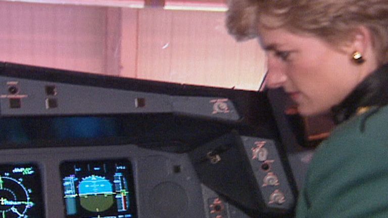 Diana in cockpit of Virgin flight