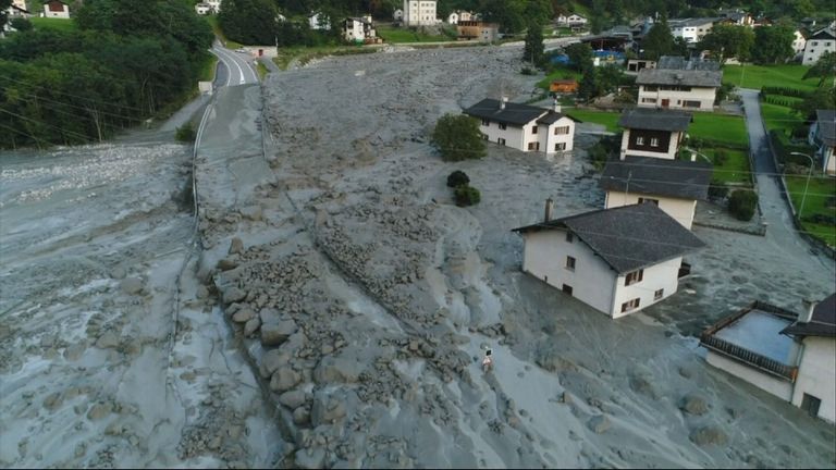 The landslide hit the Val Bondasca region of Switzerland, near the border with Italy