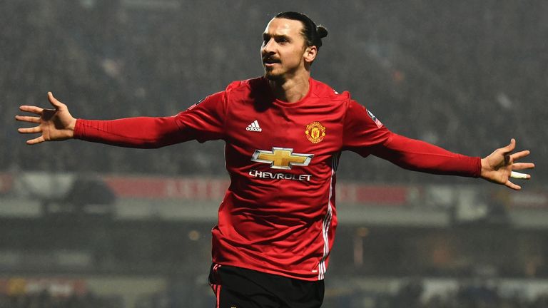 BLACKBURN, ENGLAND - FEBRUARY 19: Zlatan Ibrahimovic of Manchester United celebrates as he scores their second goal during The Emirates FA Cup Fifth Round match between Blackburn Rovers and Manchester United at Ewood Park on February 19, 2017 in Blackburn, England. (Photo by Dan Mullan/Getty Images)
