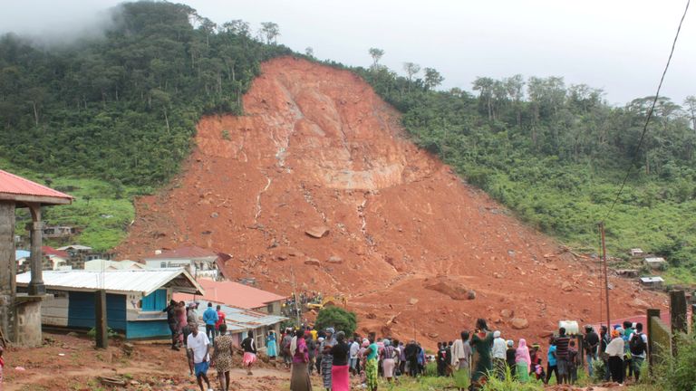 The mudslide in the mountain town of Regent, Sierra Leone