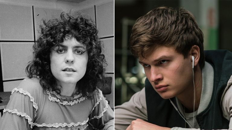 Bolan pictured in 1961 and Elgort as Baby Driver in Edgar Wright&#39;s latest film