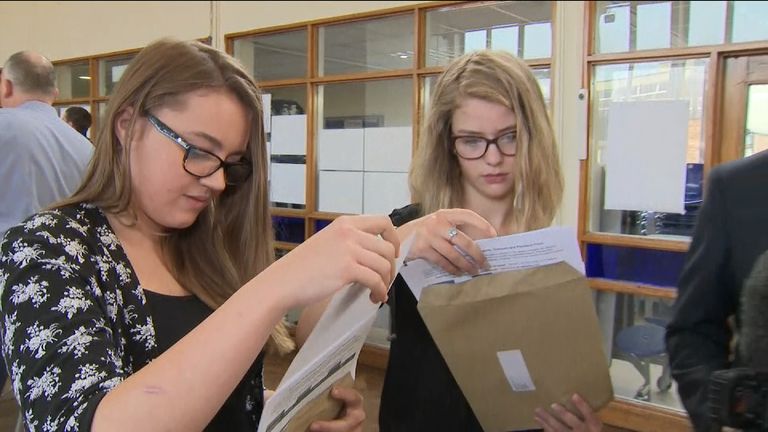 Students discovering their grades at Congleton High School in Cheshire