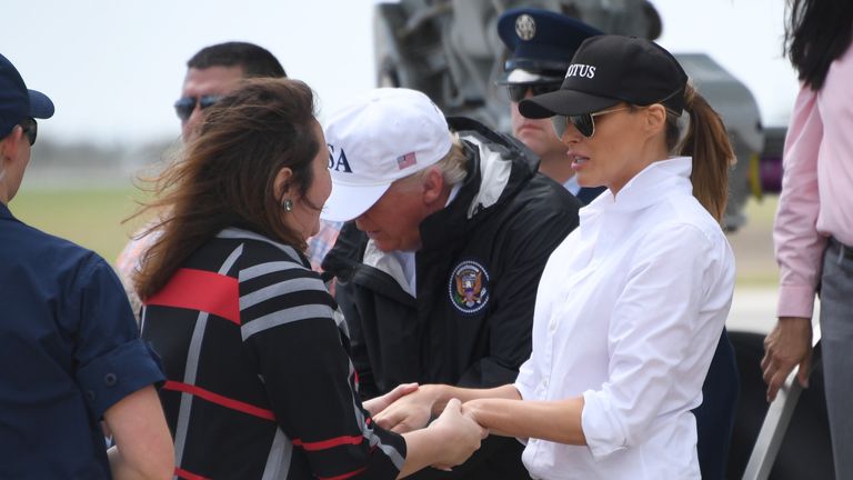 President Trump and first lady Melania arrive in Corpus Christi