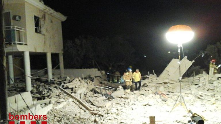 A fire service image of the aftermath of a house explosion in Alcanar on Wednesday