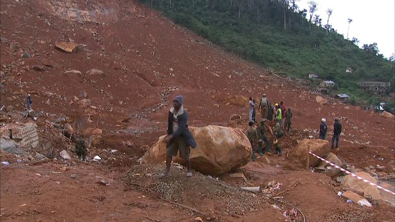Huge boulders were among the hundreds of tons of earth that came down on Sugar Loaf Mountain