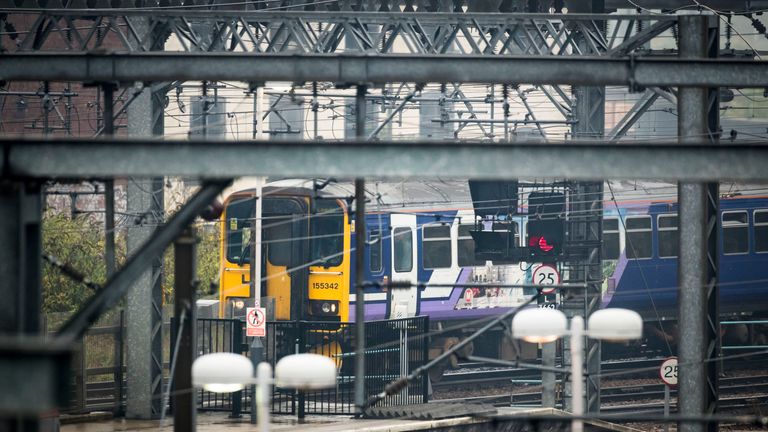 A train pulls into Leeds station