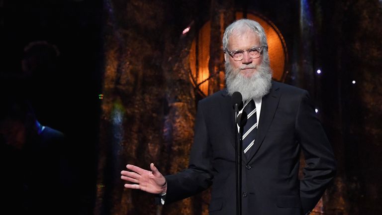 NEW YORK, NY - APRIL 07: Presenter David Letterman speaks onstage at the 32nd Annual Rock & Roll Hall Of Fame Induction Ceremony at Barclays Center on April 7, 2017 in New York City. Debuting on HBO Saturday, April 29, 2017 at 8:00 pm ET/PT (Photo by Mike Coppola/Getty Images)