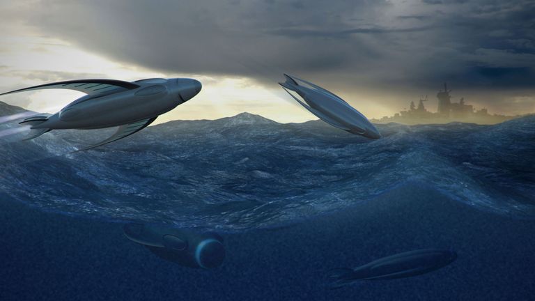 Young British scientists and engineers from UKNEST, a not-for-profit organisation which promotes science, engineering and technology for UK naval design, took part in the design challenge to design futuristic submarines. Pic: Royal Navy
