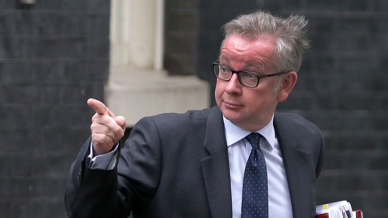 Britain&#39;s Environment, Food and Rural Affairs Secretary Michael Gove leaves after a Cabinet meeting at 10 Downing Street in central London on June 27, 2017