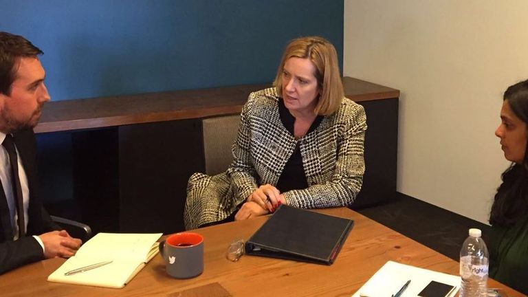 Amber Rudd visited Twitter HQ to talk about ways to tackle terrorist content online. Pic @ukhomeoffice.
