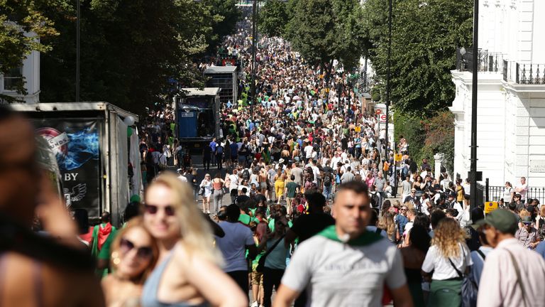 Crowds attend the Family Day at the Notting Hill Carnival 