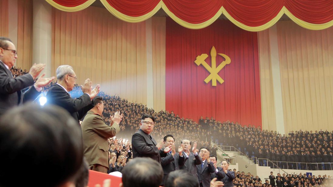 North Korean leader Kim Jong Un attends a performance held for participants of the ruling party&#39;s party meeting in this undated picture provided on December 29, 2016