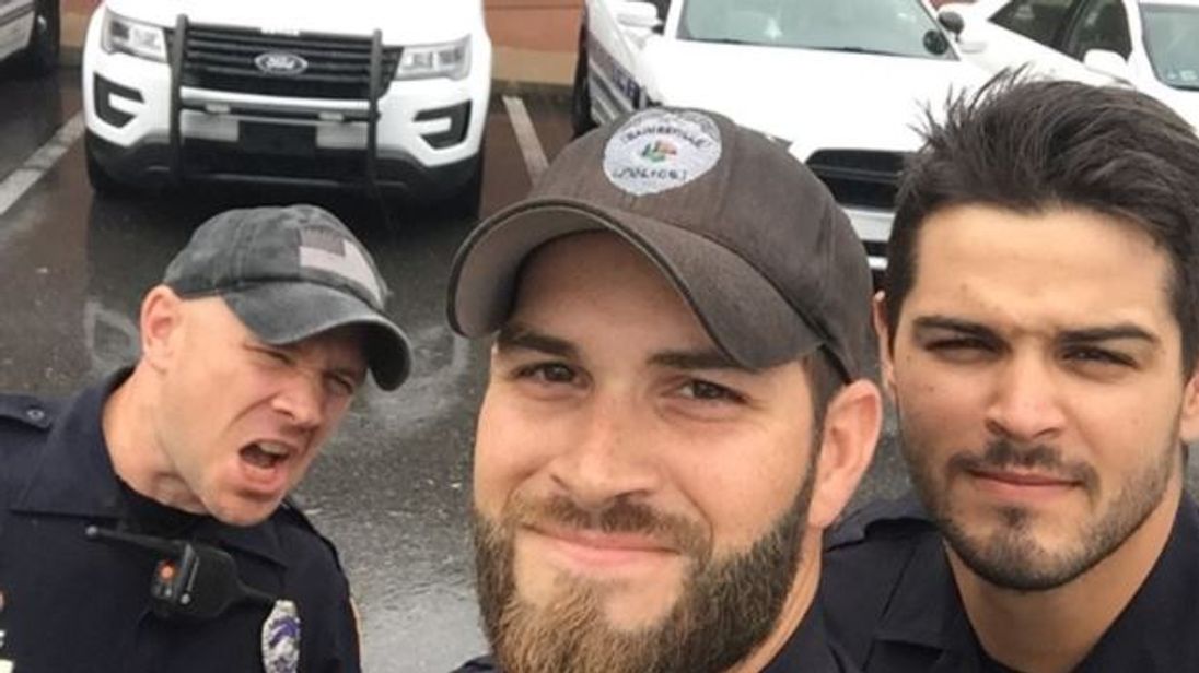 Gainesville Police department photo of sexy cops responding to Irma