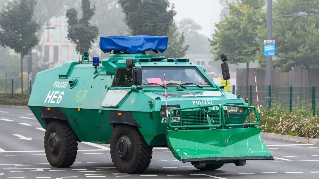 Authorities brought in armed vehicles assist