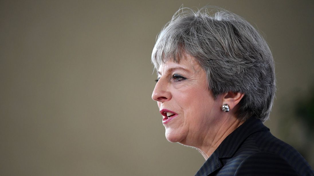 Theresa May gives a speech in Complesso Santa Maria Novella, Florence, Italy