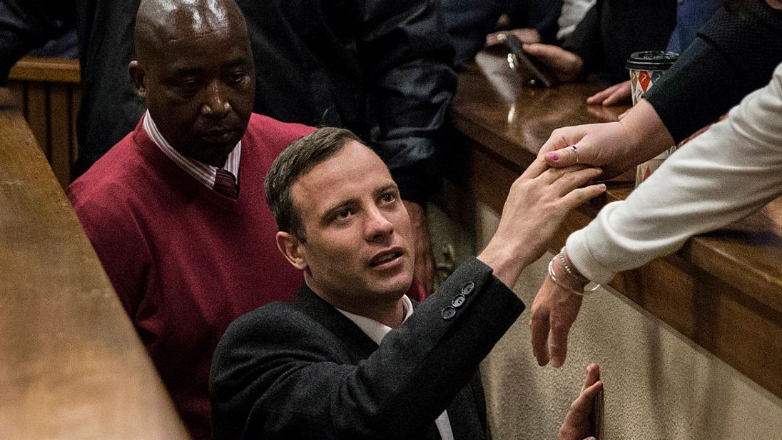 Oscar Pistorius at his sentencing hearing in 2016