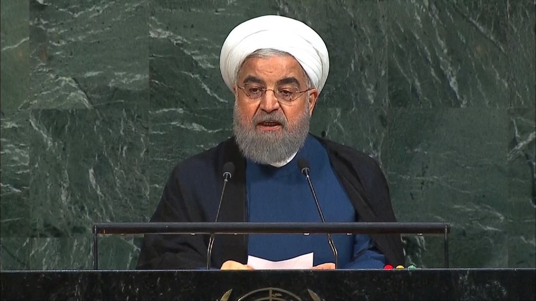 IRANIAN PRESIDENT HASSAN ROUHANI ADDRESSING THE UN.