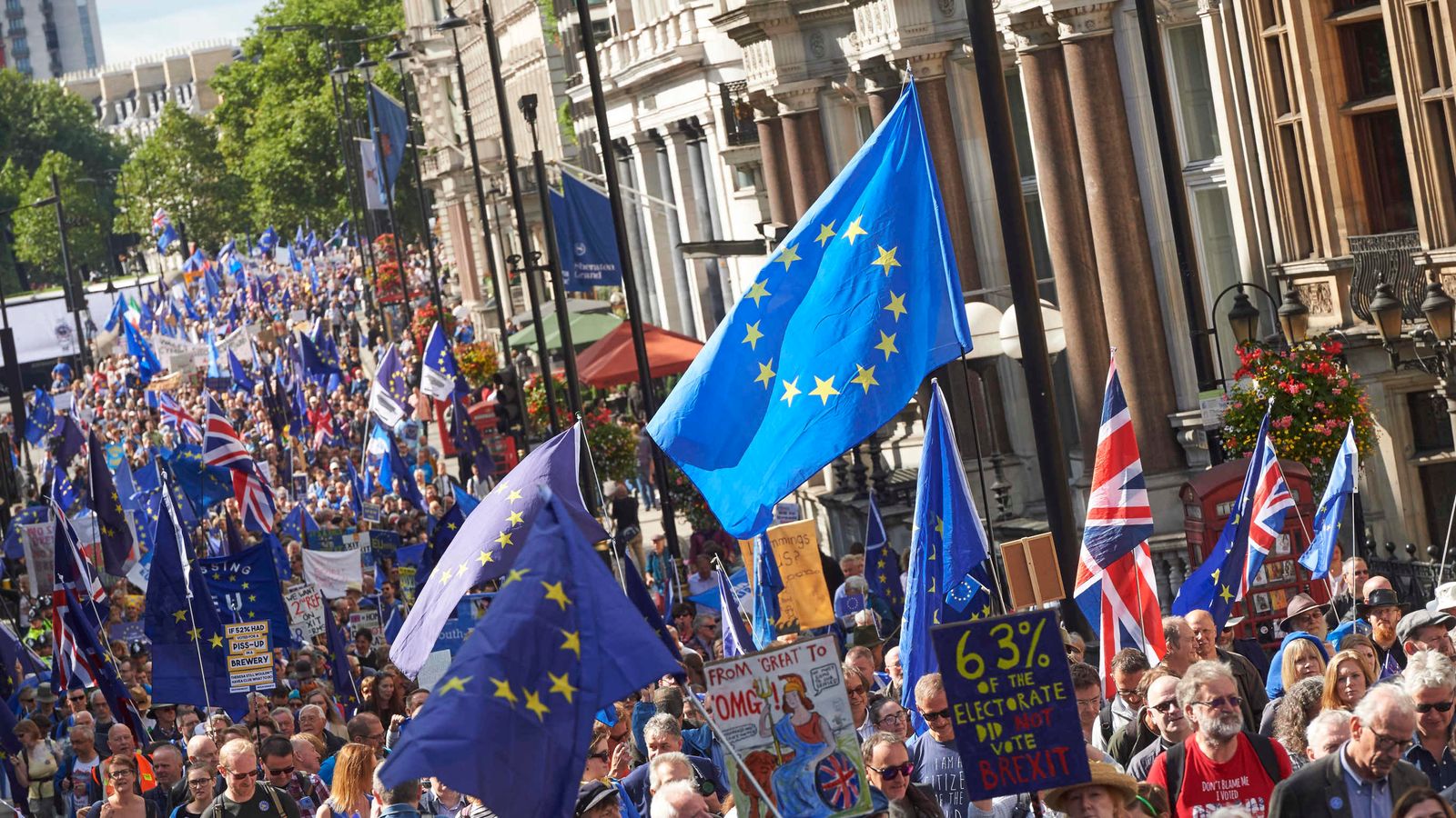 Anti-Brexit marchers demand UK remains in EU | Brexit News | Sky News