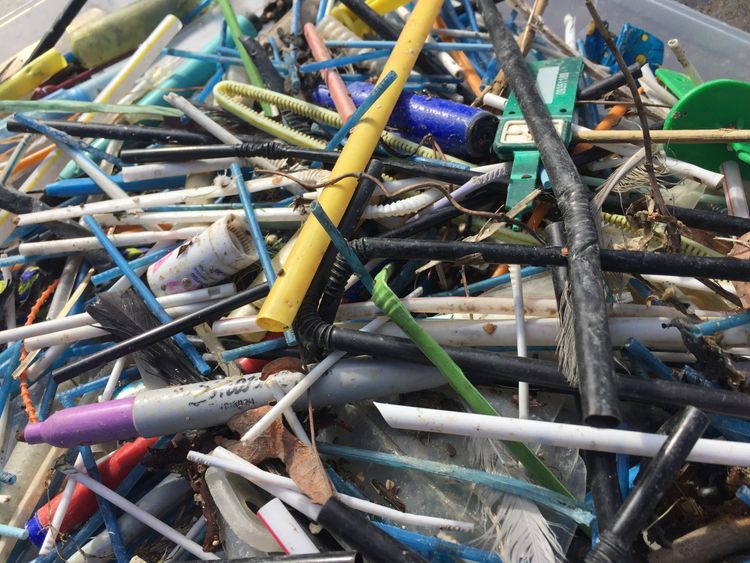 A large amount of plastic was collected from the banks of the Thames