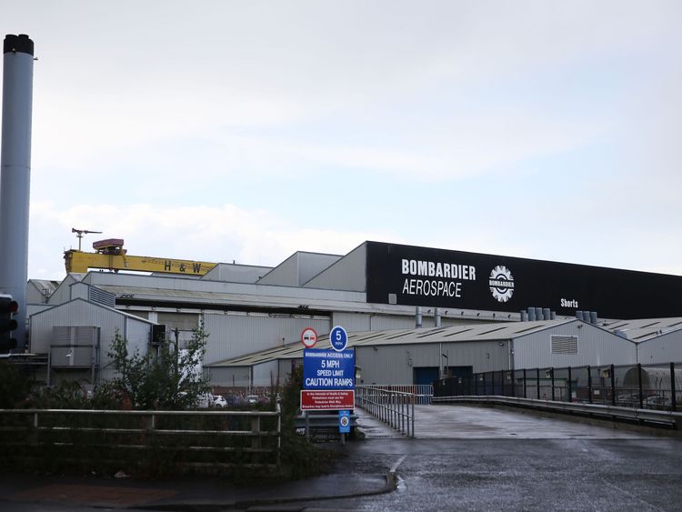 A general view of the Bombardier Aerospace plant in Belfast, Northern Ireland