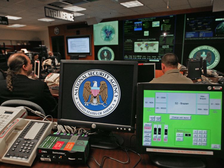 Fort Meade, UNITED STATES: A computer workstation bears the National Security Agency (NSA) logo inside the Threat Operations Center inside the Washington suburb of Fort Meade, Maryland, intelligence gathering operation 25 January 2006 after US President George W. Bush delivered a speech behind closed doors and met with employees in advance of Senate hearings on the much-criticized domestic surveillance. AFP PHOTO/Paul J. RICHARDS (Photo credit should read PAUL J. RICHARDS/AFP/Getty Images)
