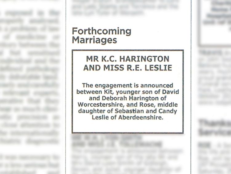 The announcement was made in the Times newspaper