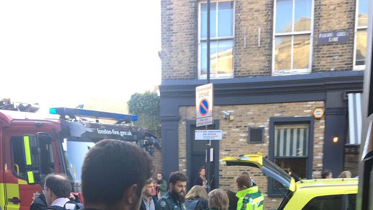 Emergency services attending an incident at Parsons Green station in west London
