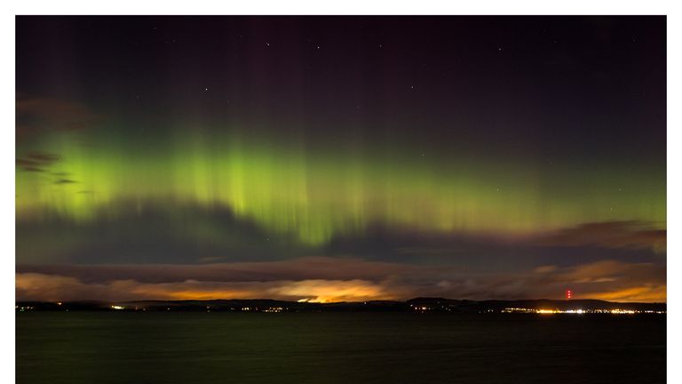 The aurora borealis above the Firth of Forth, Pic: Gavin Roberts