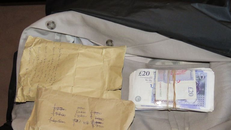 Cash found in corrupt banker Sheth&#39;s house. Pic: NCA