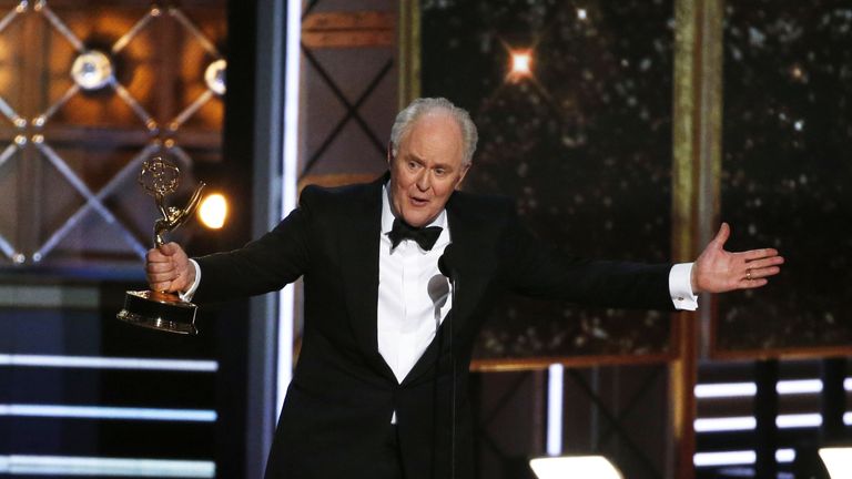John Lithgow accepts the award for outstanding support actor in a drama series for his role in The Crown