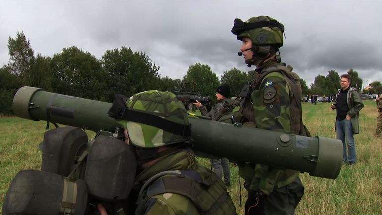 Swedish soldiers take part in war games