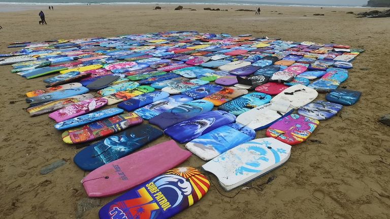 Some of the waste bodyboards campaigners collected this summer