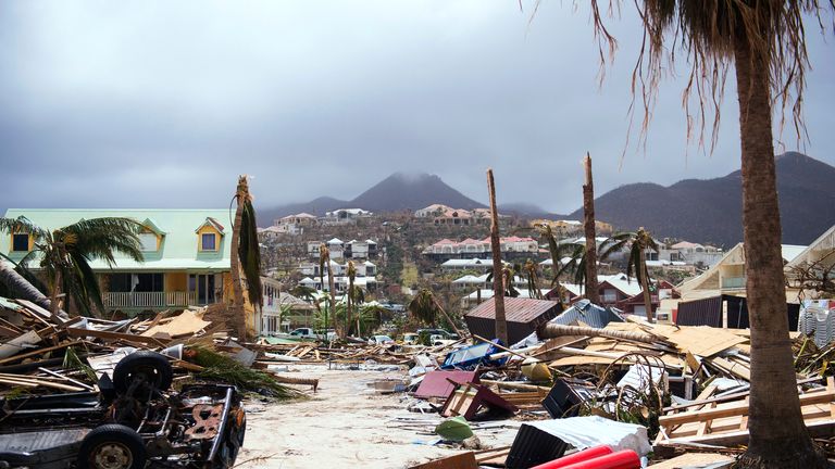 Damage in Orient Bay on the French Carribean island of Saint-Martin