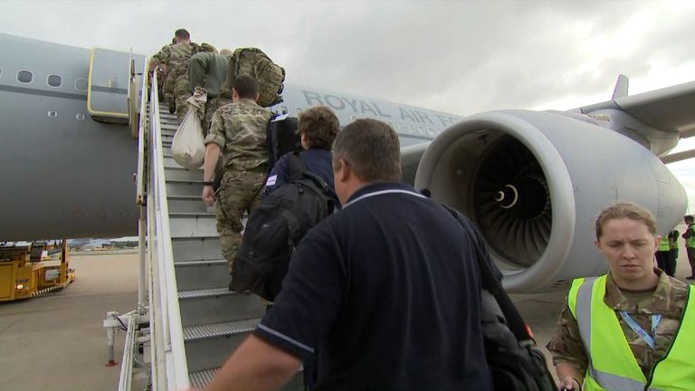Troops prepare to fly to the Caribbean to help with the hurricane relief effort