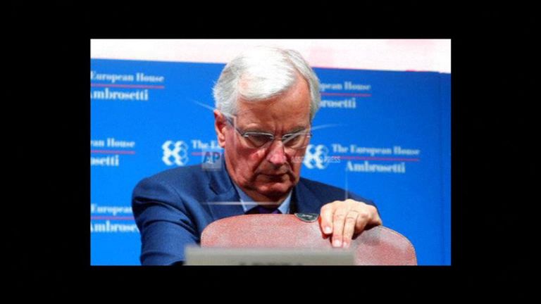 Michel Barnier talking at the Ambrosetti conference in Cernobbio, Lake Como