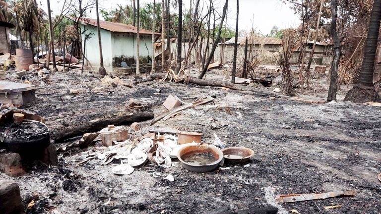 Torched village in Myanmar