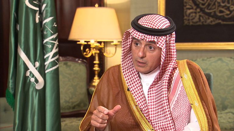 Saudi Arabia&#39;s Foreign Affairs Minister speaks to Sky&#39;s Dominic Waghorn about Qatar and Yemen 