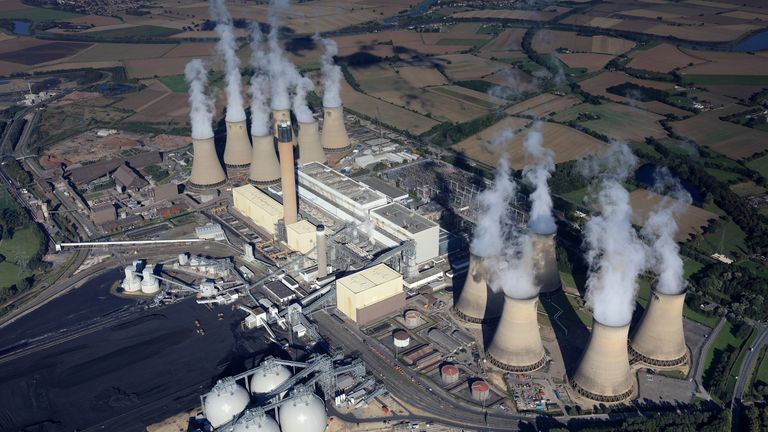 Drax Power Station in North Yorkshire from above