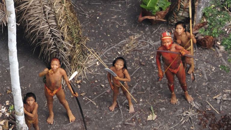 Members of another uncontacted tribe, seen from the air. Pic: G Miranda, Funai, Survival