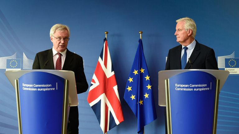Mr Barnier and Mr Davis gave a joint press conference in Brussels on Monday