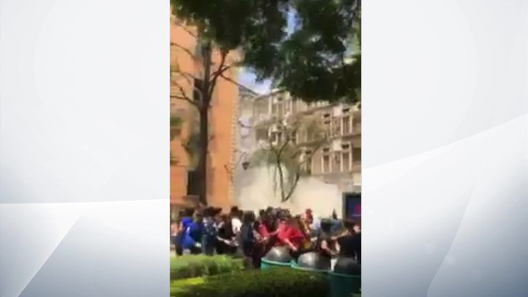 Part of a college in Mexico City collapses during the earthquake