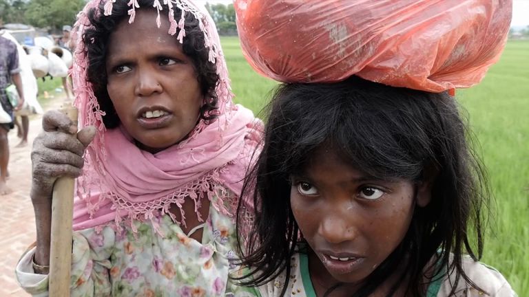 Rohingya children escaping violence on the Bangladesh-Myanmar border