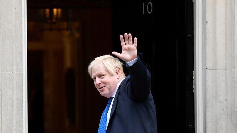 Boris Johnson arrives at Downing Street 