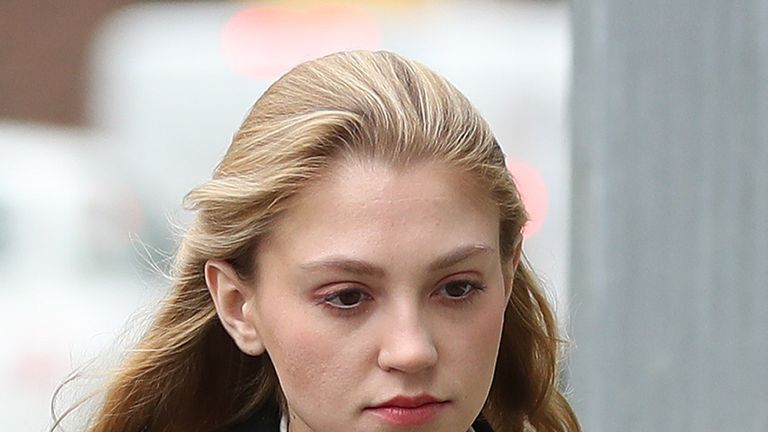 Lavinia Woodward arriving at court 