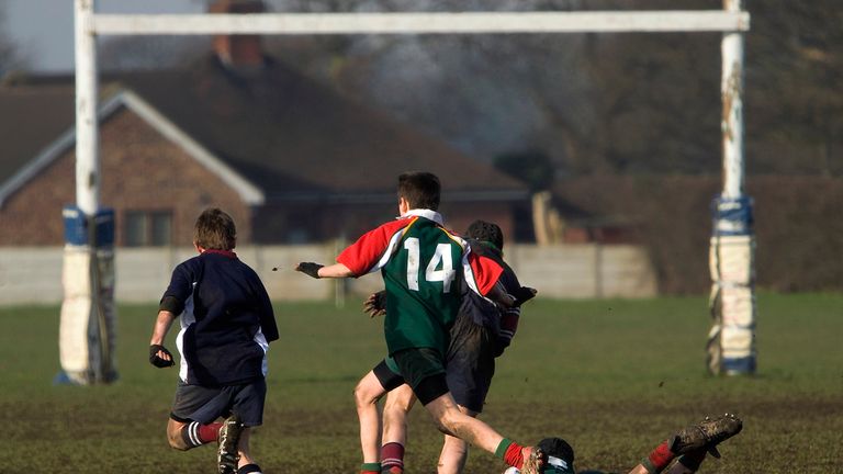 Children play rugby