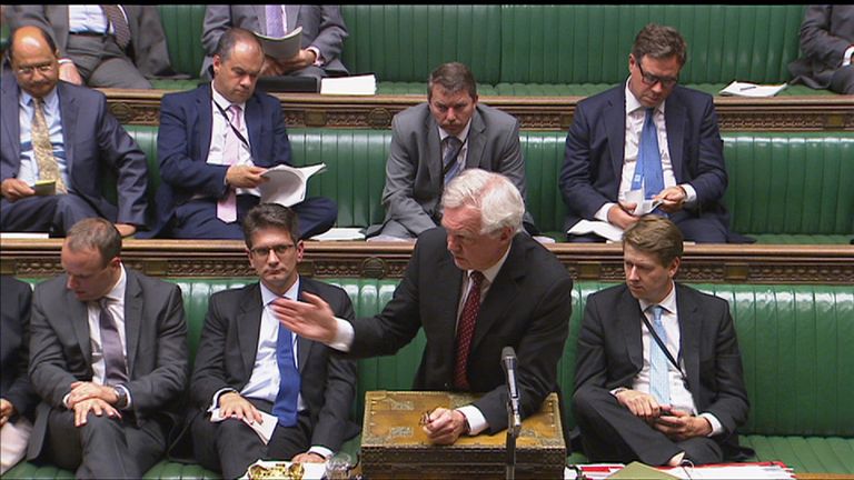 David Davis tells the House of Commons of 'tough, complex and at times confrontational' Brexit negotiations