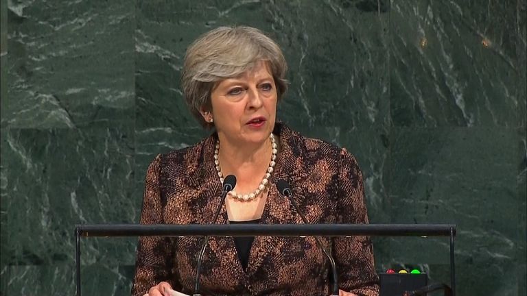 Theresa May at UN General Assembly in New York