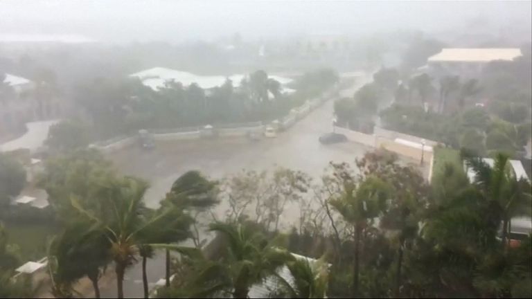 The hurricane hits the Turks and Caicos Islands