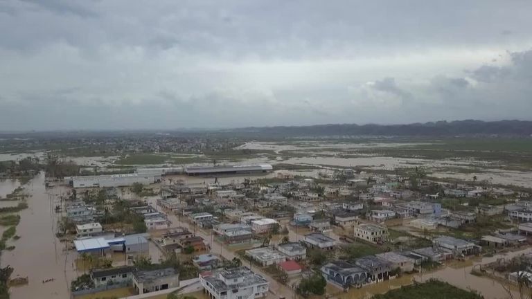 Toa Baha in Puerto Rico was left flooded after Hurricane Maria