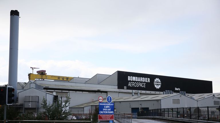 A general view of the Bombardier Aerospace plant in Belfast, Northern Ireland